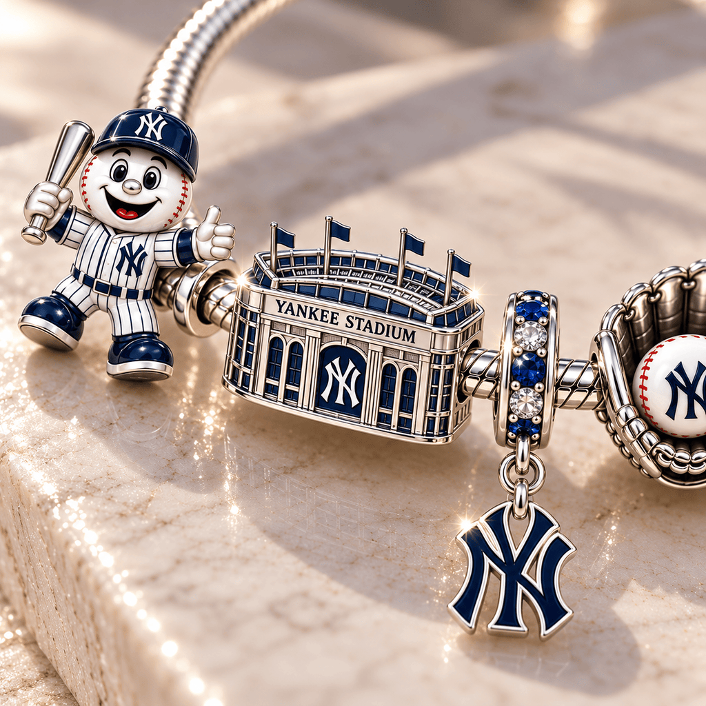 NYY Silver Charm Bracelet Set BMD