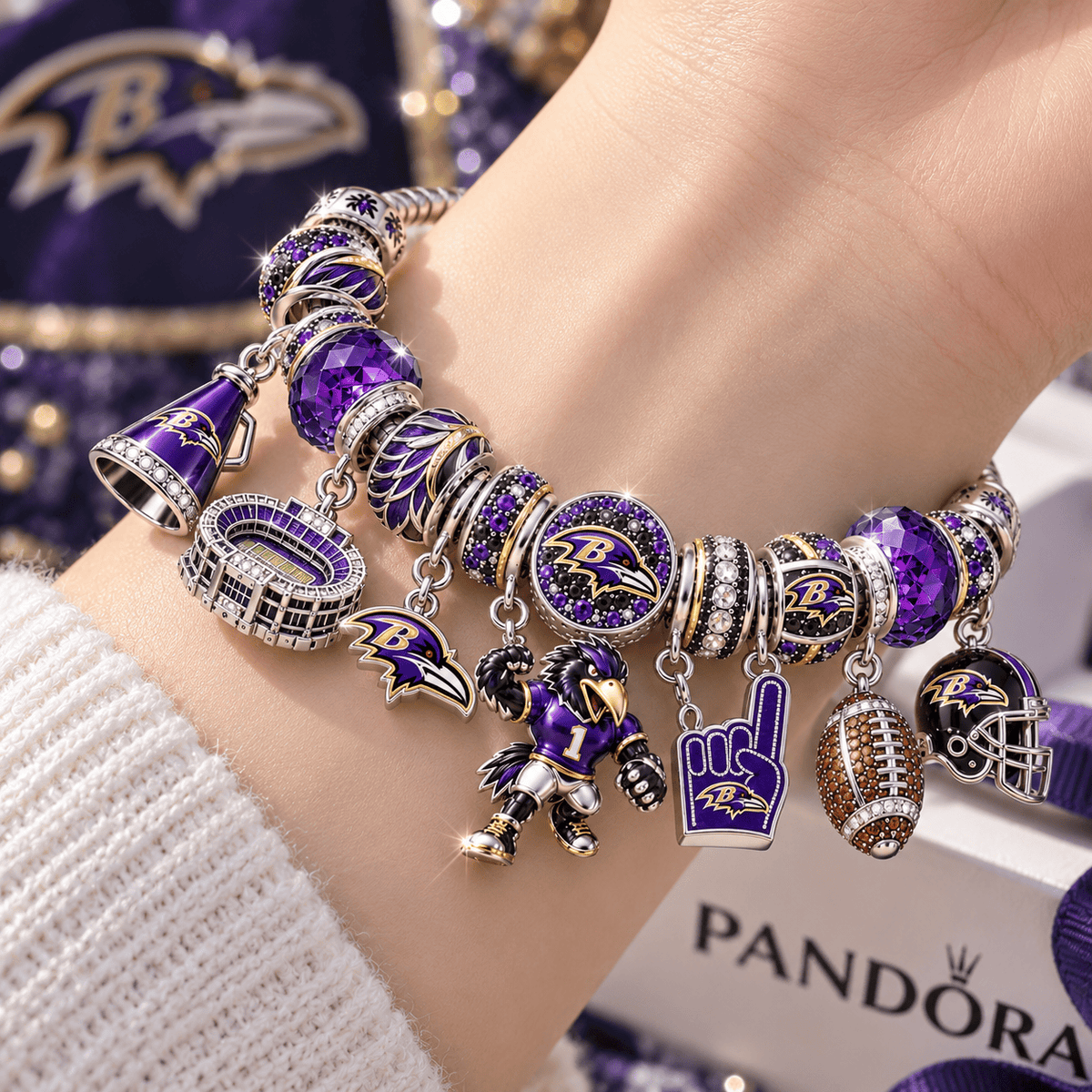 BTR Silver Charm Bracelet Set NTTB
