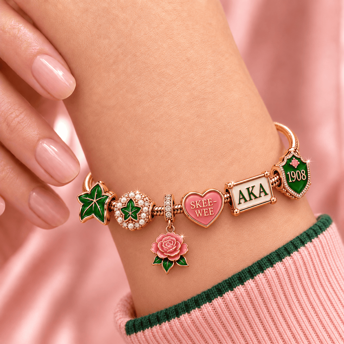 AKA Rose Gold Charm Bracelet Set TTTT