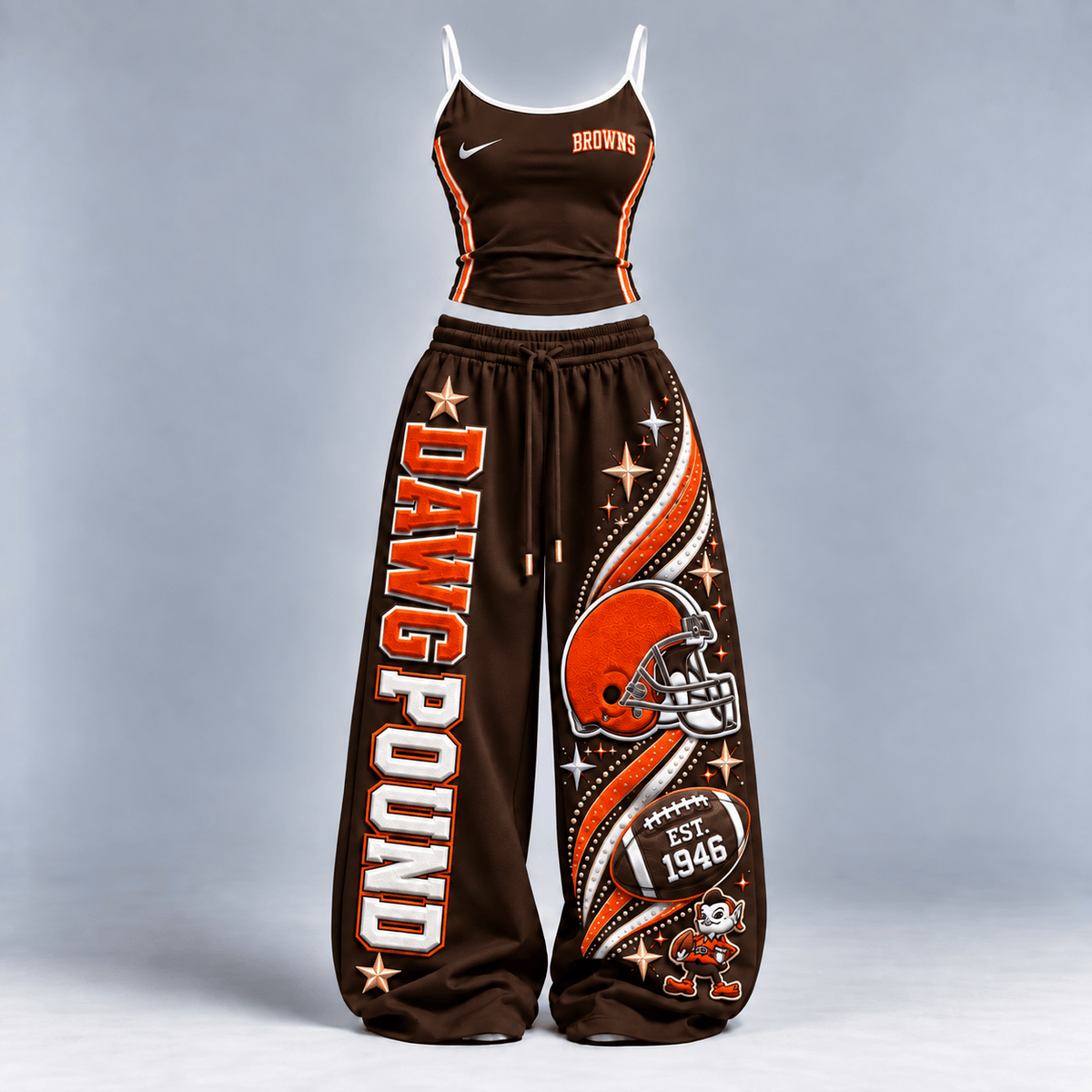 Premium CLVB Sports-Inspired Cami & Wide-Leg Pants Set BMD