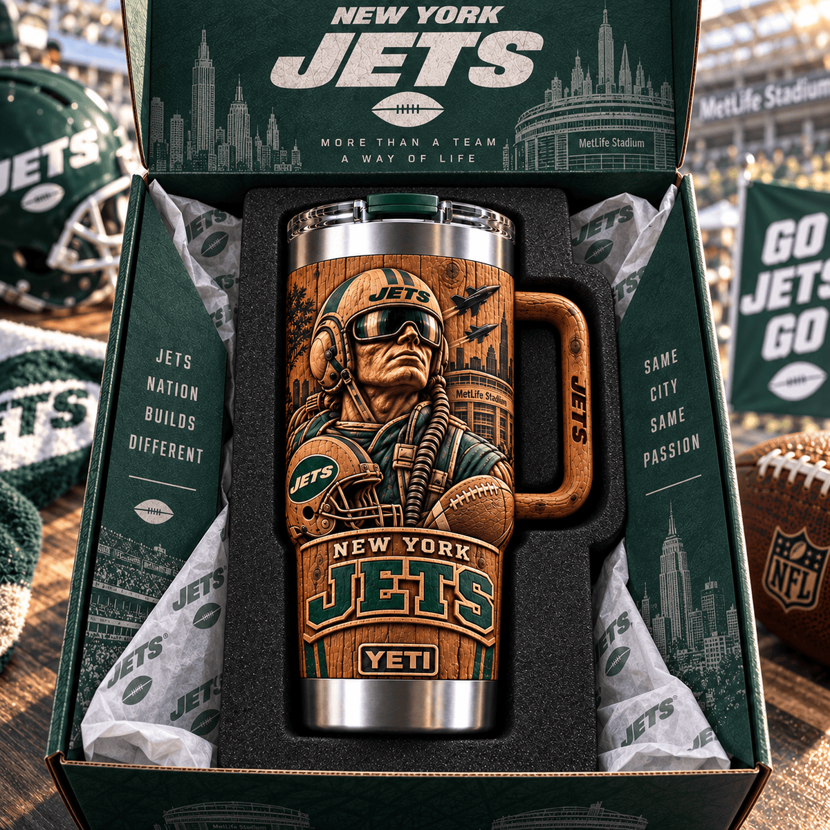 NYJ- 40oz Woodgrain Relief Tumbler NTTB
